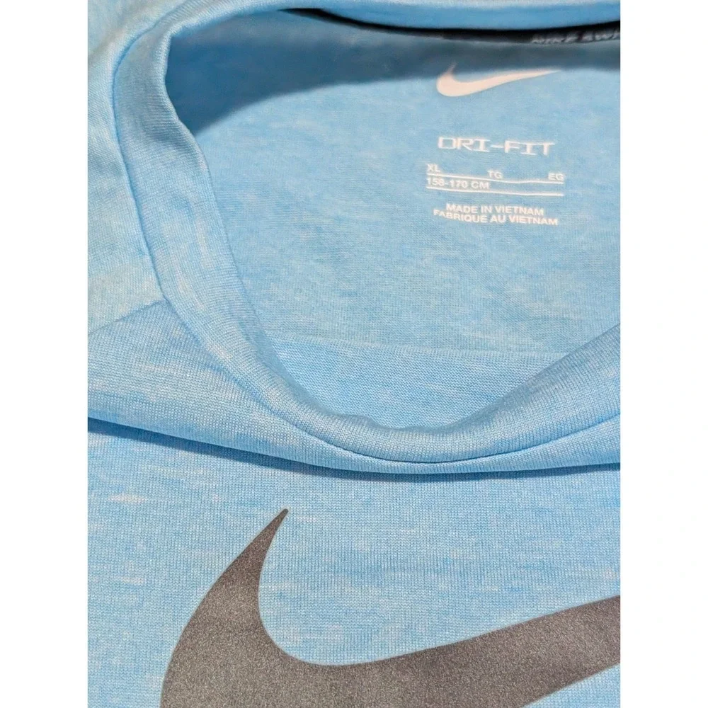 Nike Top Rash Guard Youth Short Sleeve Summer Swim Dri Fit Blue Surf XL